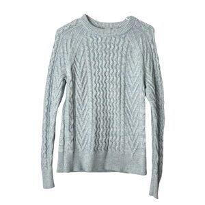 GAP Light Blue Marled Cable-Knit Crewneck Sweater